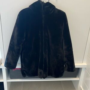 Save the ducks faux fur reversible jacket